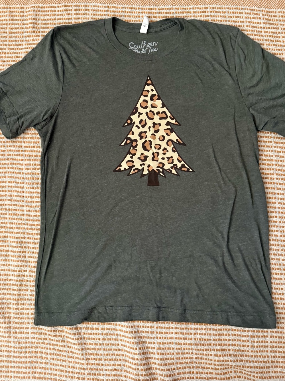 Southern Made Green Graphic Tee with Leopard Christmas Tree